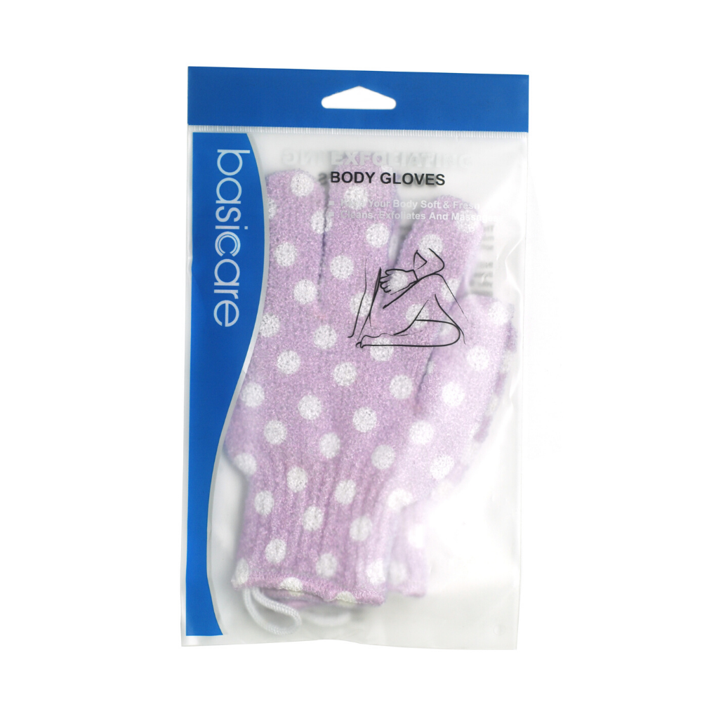 Guantes exfoliantes de baño de nylon violeta (2)  BA2270