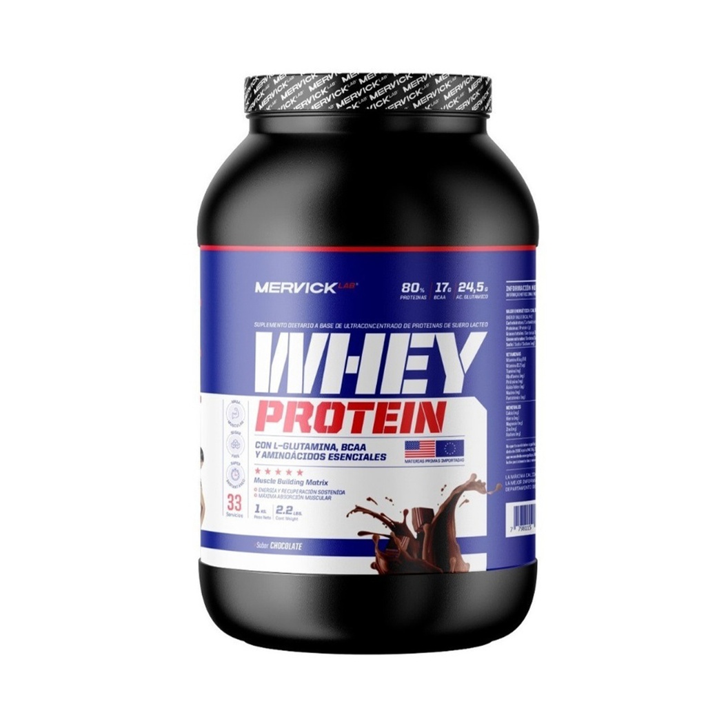 WHEY PROTEIN CHOCOLATE MILK 80% PROTEINA + BCAA + GLUTAMINA (30 DOSIS) MER120