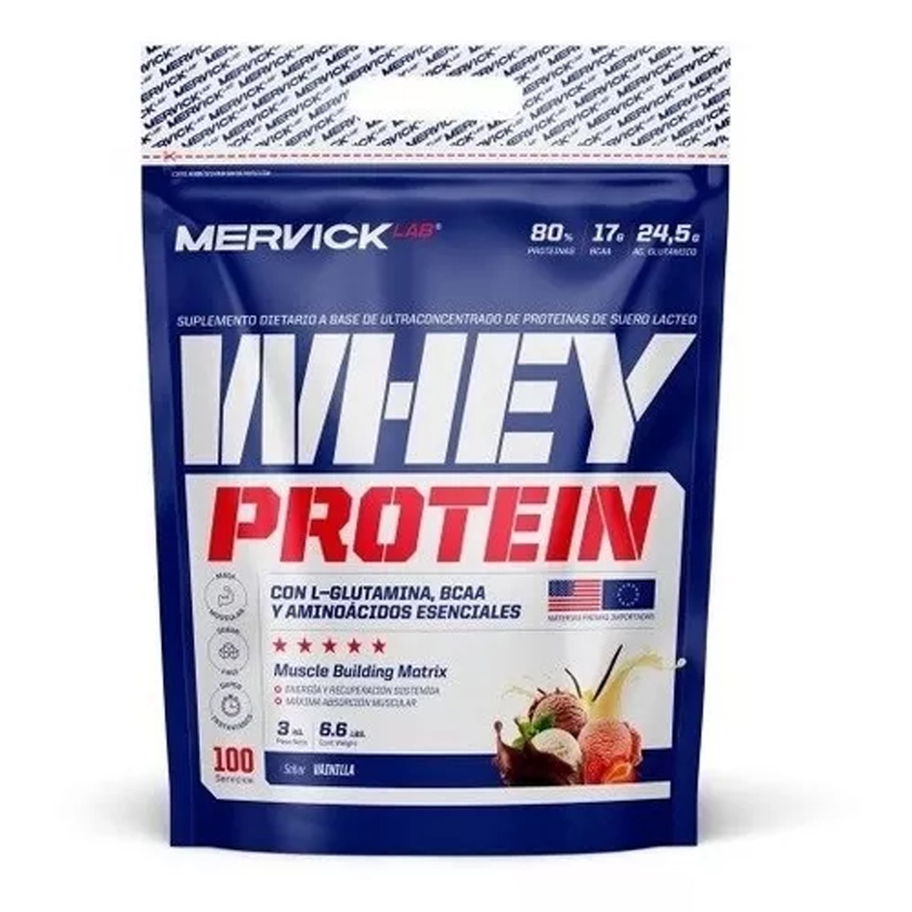 WHEY PROTEIN CHOCOLATE MILK 80% PROTEINA + BCAA + GLUTAMINA (100 DOSIS) 3 kg MER92