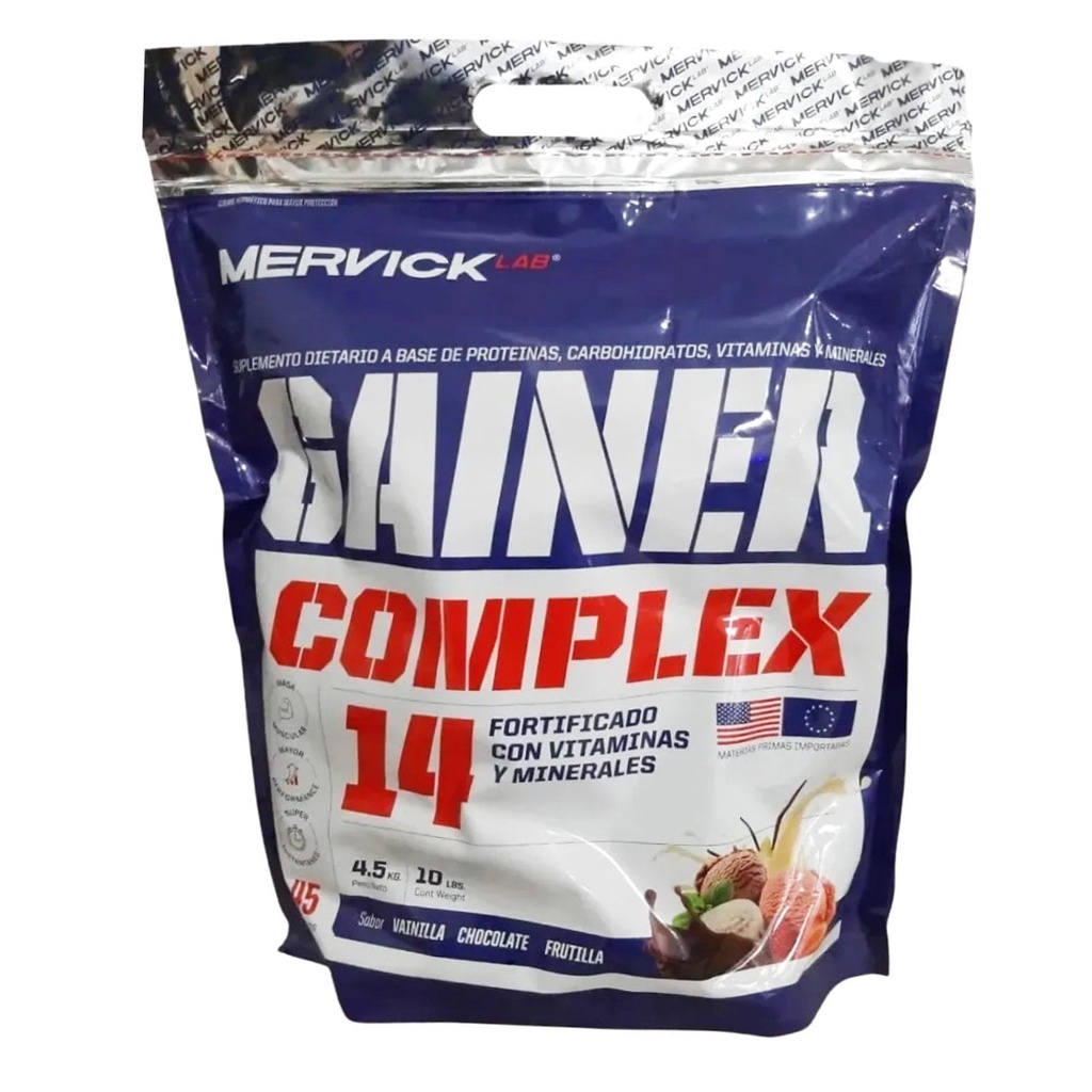 GAINER FRUTILLA FORTIFICADO CON VITAMINAS Y MINERALES 4,5kg MER117