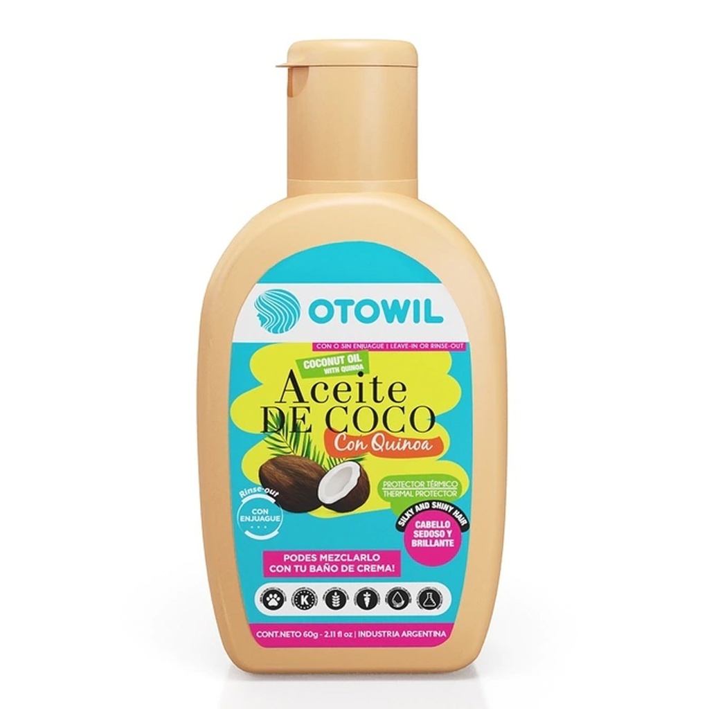 Aceite de Coco con Quinoa | Frasco x 60 grs.  Caja x6u. OC183