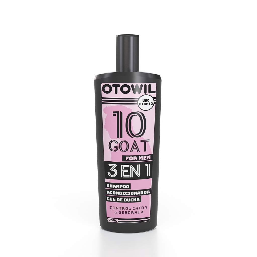 10 GOAT 3 en 1 (Shampoo + Acondicionador + Gel de Ducha) | Sobre 10g | Estuche exhibidor 24u 