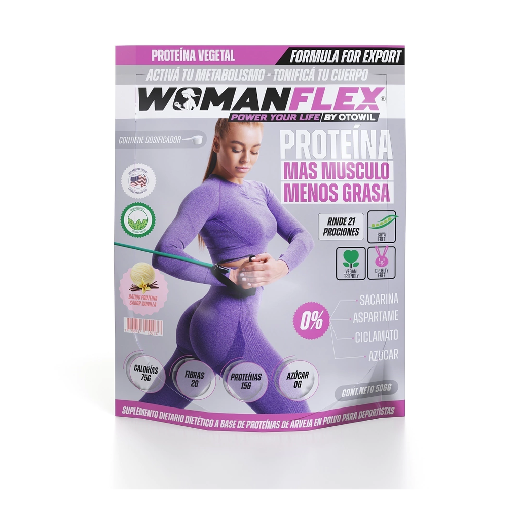 WOMANFLEX  Proteína en polvo - WHEY PROTEINA VEGANA CHOCOLATE - DOYPACK 500gr OC260