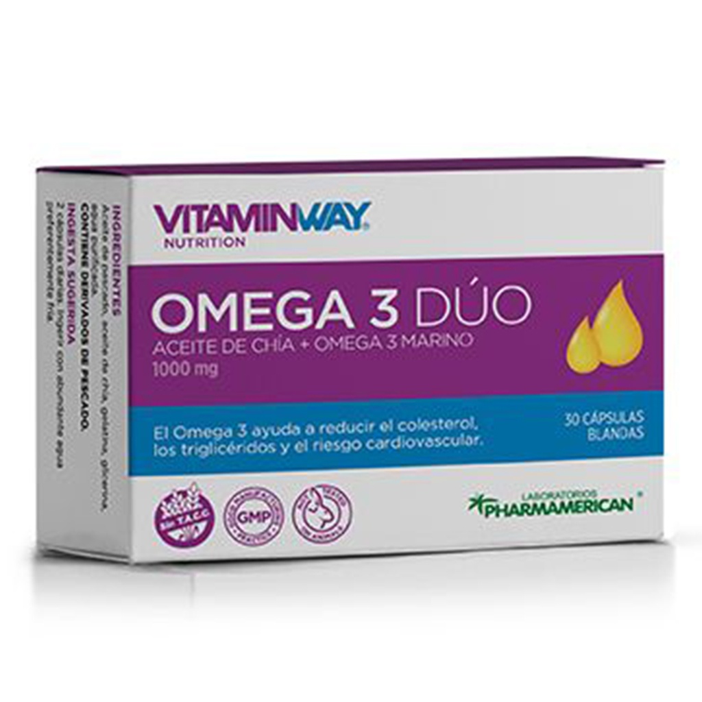 OMEGA 3 DÚO VITAMIN WAY - Estuche x 30 cápsulas OMEGA 3 DÚO VITAMIN WAY - Estuche x 30 cápsulas AQ112