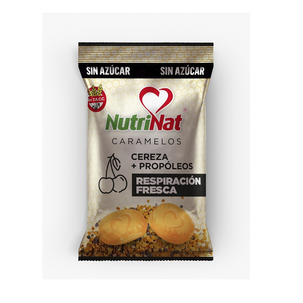 Caramelos Cereza + propóleos   Bolsa 25 paquetitos X 50 grs.