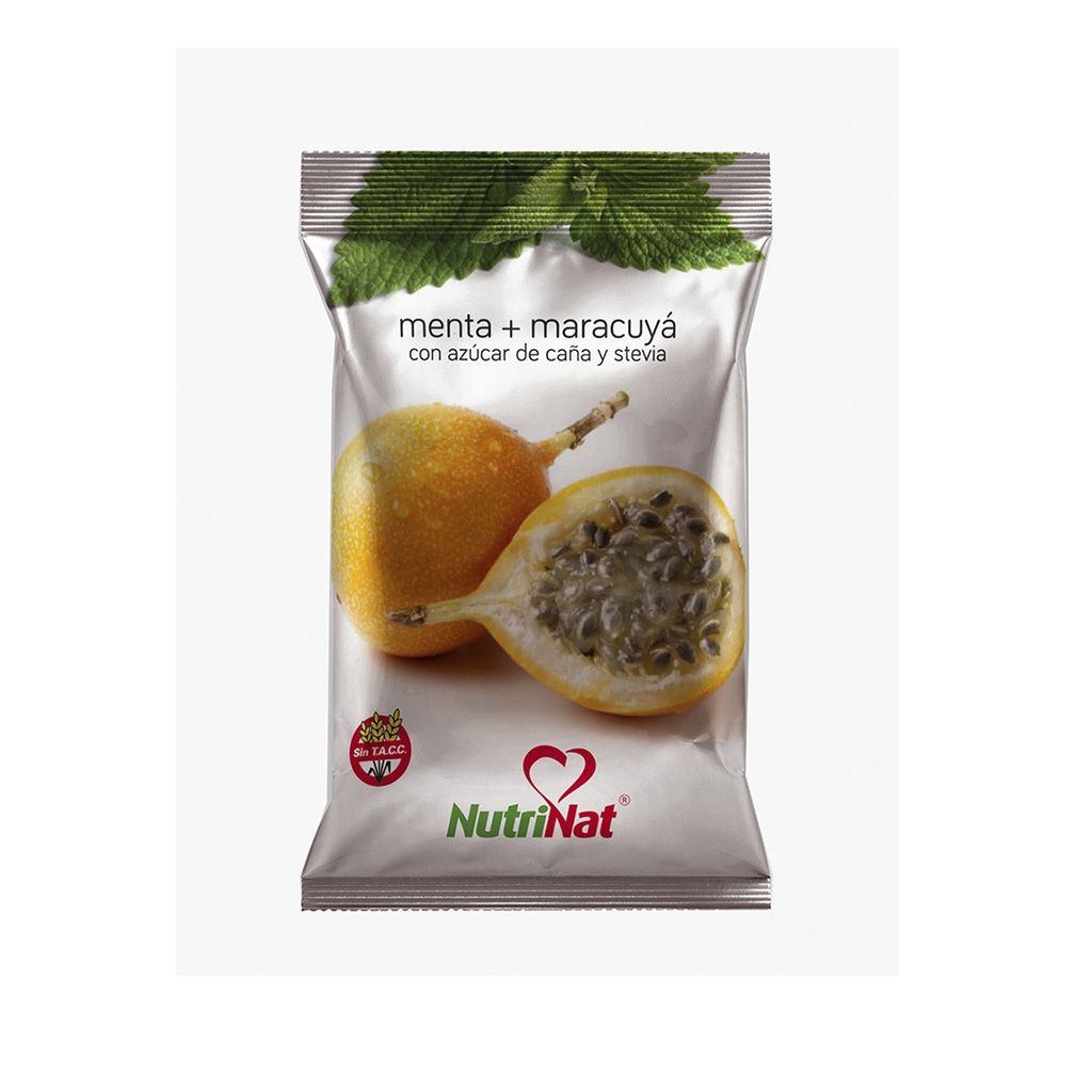 Caramelos Menta + maracuyà   Bolsa 25 paquetitos X 50 grs.