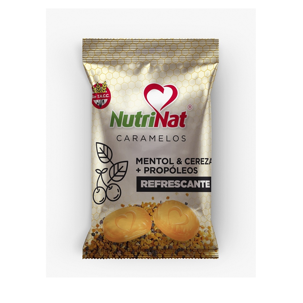 Caramelos Mentol, cereza y propóleos  Bolsa 25 paquetitos X 50 grs.