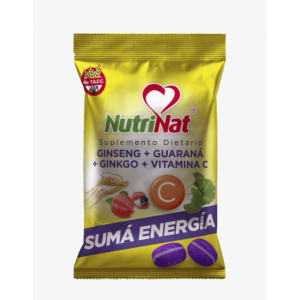 Caramelos  Ginkgo Biloba,Ginseng,Guaranà y Vit C   Bolsa De 25 paquetitos x50 grs.