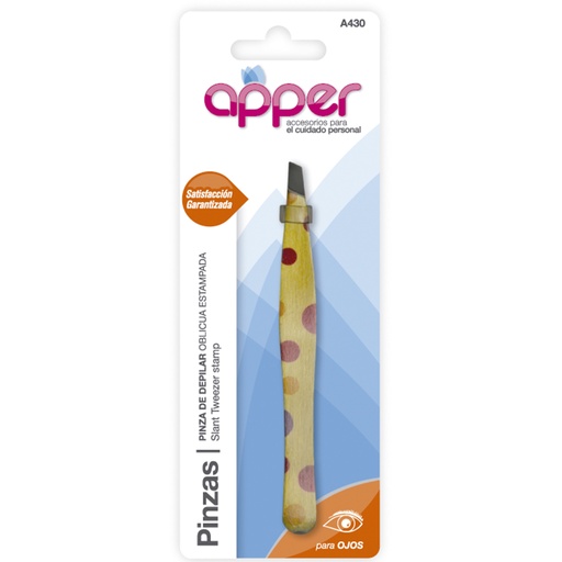 [A430] Pinza de depilar oblicua estampada APPER A430