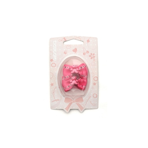 [BA3548] Colitas de cabello para niñas forma moño color rosa pack de 2 BA3548