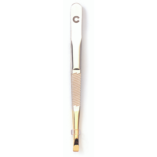 [BA1004] Pinza 1/2 Cuchilla Dorada 8,5cm. - Punta Chata  BA1004