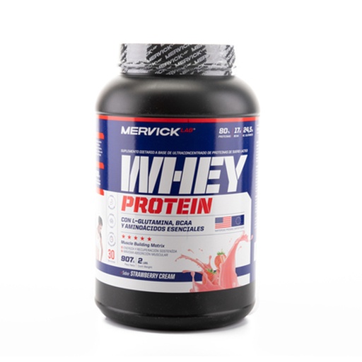 [MER121] WHEY PROTEIN STRAWBERRY ICE CREAM  80% PROTEINA + BCAA + GLUTAMINA (30 DOSIS) 1kg MER121