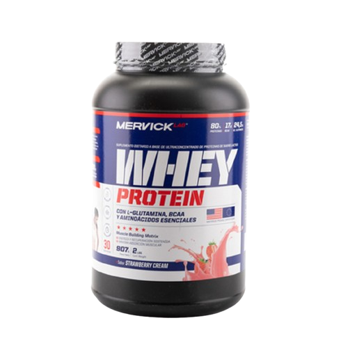 [MER121] WHEY PROTEIN STRAWBERRY ICE CREAM  80% PROTEINA + BCAA + GLUTAMINA (30 DOSIS) MER121