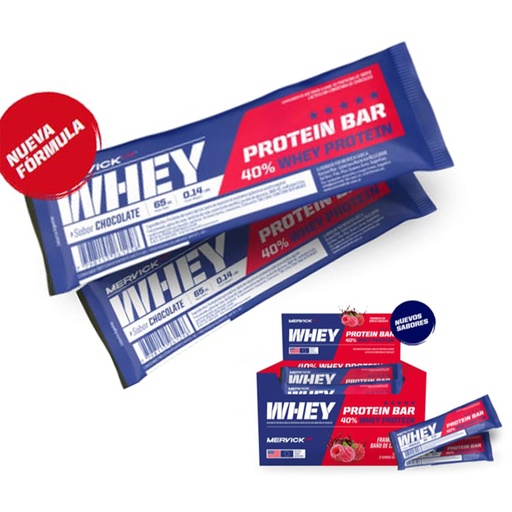 [MER125] WHEY PROTEIN BAR SABOR CHOCOLATE  65 GRS 40% WHEY PROTEIN x12u MER125