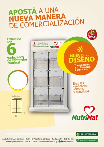 [NU1680] EXHIBIDOR CARAMELOS NUTRINAT X 6 MÓDULOS (CON CARGA)